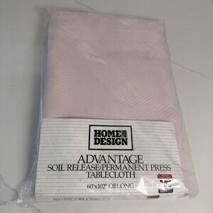 NEW 60" x 102" Oblong Pink Cloth Tablecloth Check Soil Release Permanent Press